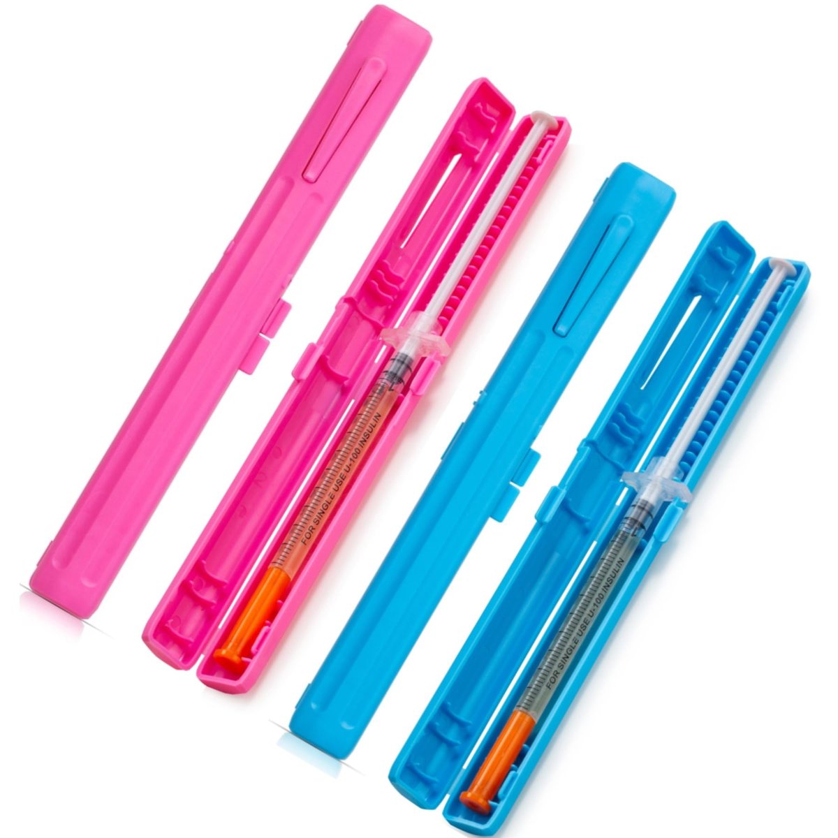 Reise-Insulinetui für vorgefüllte Spritzen, diskrete Spritzenhalter für Diabetes (Blau & Pink | 2er-Pack)
