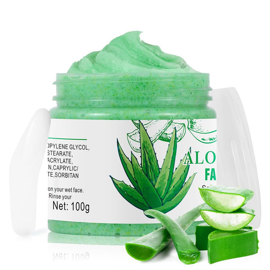 Aloe Vera Gesichts-Peeling & Reiniger - Peeling-Gesichtswäsche gegen Mitesser und Akne