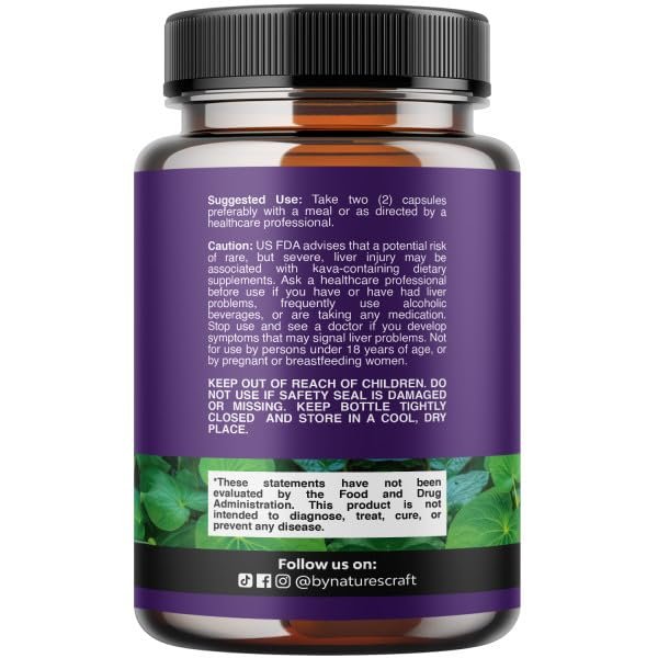 Natures Craft Kava Kava Wurzelextrakt 1000mg pro Portion – Schnell wirkende pflanzliche Unterstützung für ausgeglichene Stimmung – Entspannungskapseln für Stressabbau & besseren Schlaf – 30 Kapseln