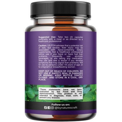 Natures Craft Kava Kava Wurzelextrakt 1000mg pro Portion – Schnell wirkende pflanzliche Unterstützung für ausgeglichene Stimmung – Entspannungskapseln für Stressabbau & besseren Schlaf – 30 Kapseln