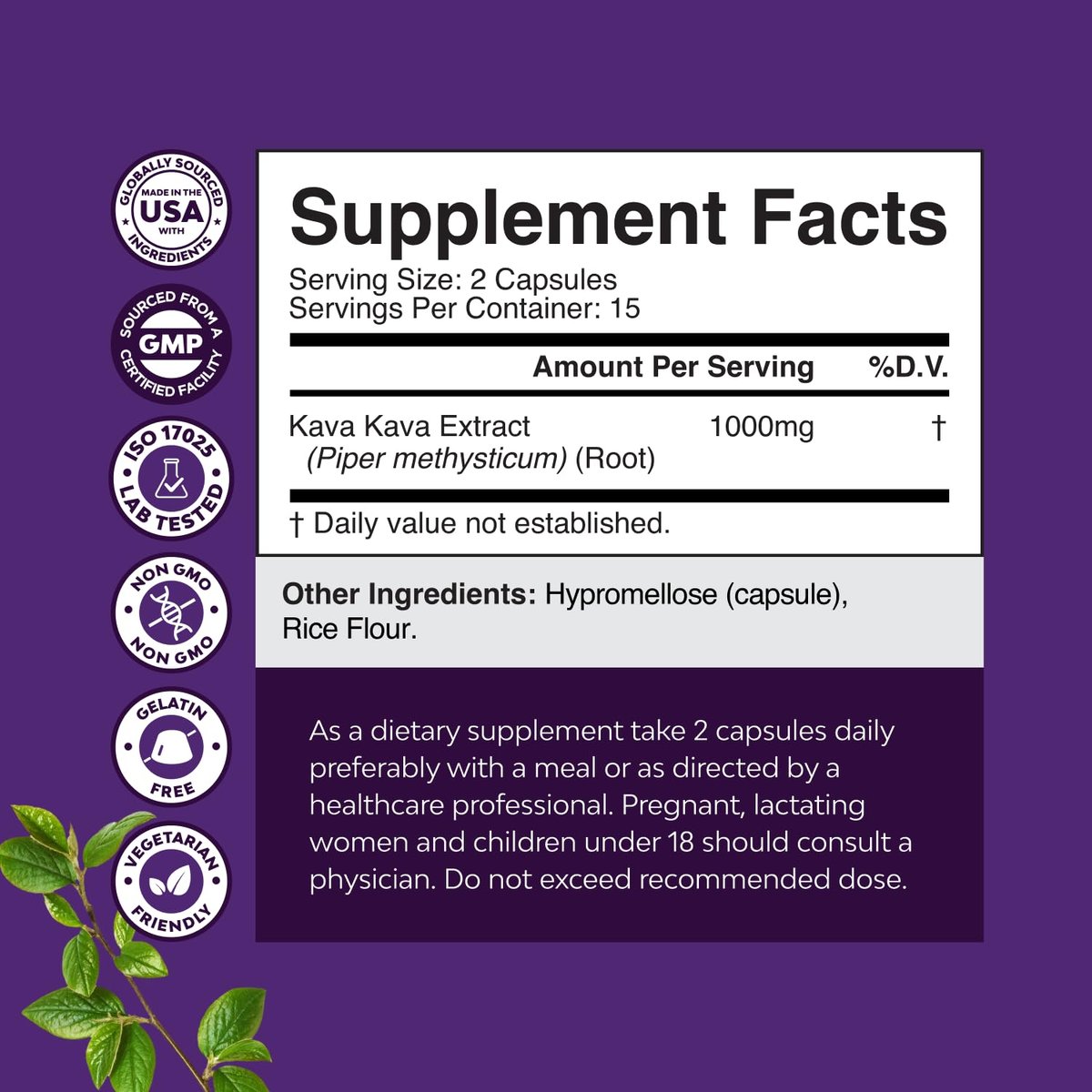 Natures Craft Kava Kava Wurzelextrakt 1000mg pro Portion – Schnell wirkende pflanzliche Unterstützung für ausgeglichene Stimmung – Entspannungskapseln für Stressabbau & besseren Schlaf – 30 Kapseln