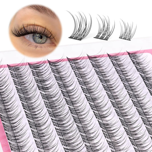 Natürliche Cluster Wimpern Wispy CC-Curly 9-11mm Gemischte Längen Individuelle DIY Wimpernverlängerung für Zuhause 96 Stück von Mavphnee