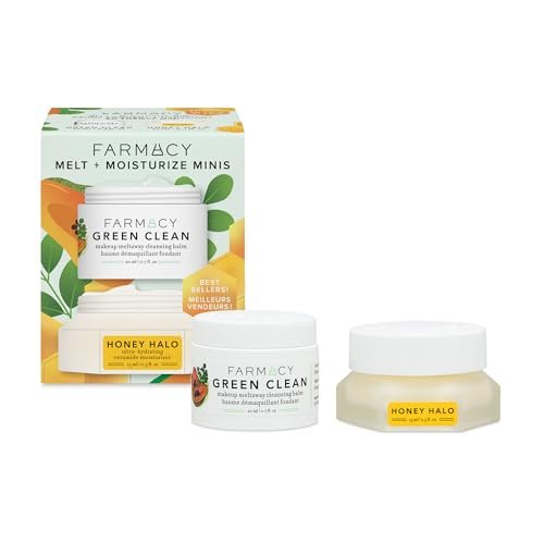 Farmacy Ceramide Gesichtsfeuchtigkeitscreme + Reinigungsbalsam Duo – Reisegrößen-Set mit Green Clean Make-up-Entferner und Honey Halo Feuchtigkeitscreme (2 Stück)