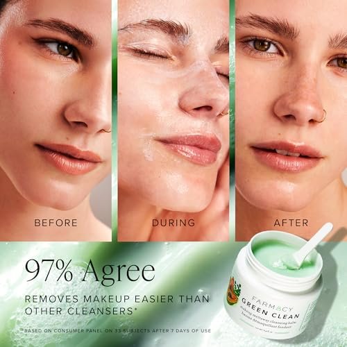 Farmacy Ceramide Gesichtsfeuchtigkeitscreme + Reinigungsbalsam Duo – Reisegrößen-Set mit Green Clean Make-up-Entferner und Honey Halo Feuchtigkeitscreme (2 Stück)
