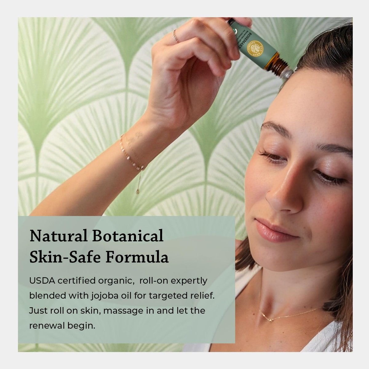 Silk Road Organic Bio Rosmarinöl & Jojoba Roll-On – USDA-zertifiziert, Fördert Haarwachstum & Gesundheit – 10 ml Aromatherapie-Roller