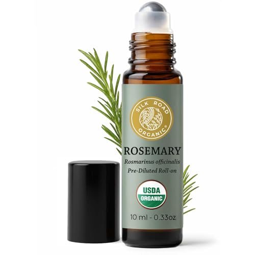 Silk Road Organic Bio Rosmarinöl & Jojoba Roll-On – USDA-zertifiziert, Fördert Haarwachstum & Gesundheit – 10 ml Aromatherapie-Roller
