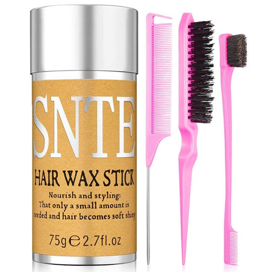 Haarwachs-Stick & Slick-Back-Haarbürste – Frizz-Kontrolle für Frauen & Kinder, nicht fettend & rückstandsfrei – glättet fliegende Haare, kreiert glatte Pferdeschwänze & Dutts – Styling-Zubehör & trendige Geschenke für Teenager-Mädchen