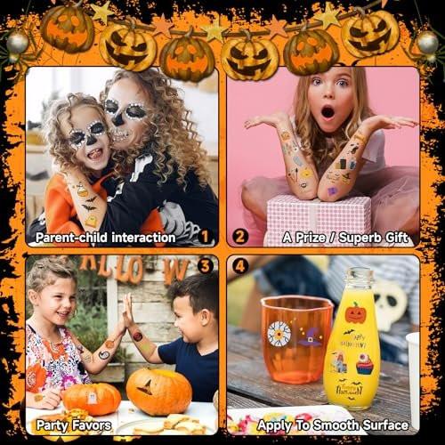 EMOME 408 Halloween Temporary Tattoos für Kinder | Gruseliger Spaß für Halloween-Partys