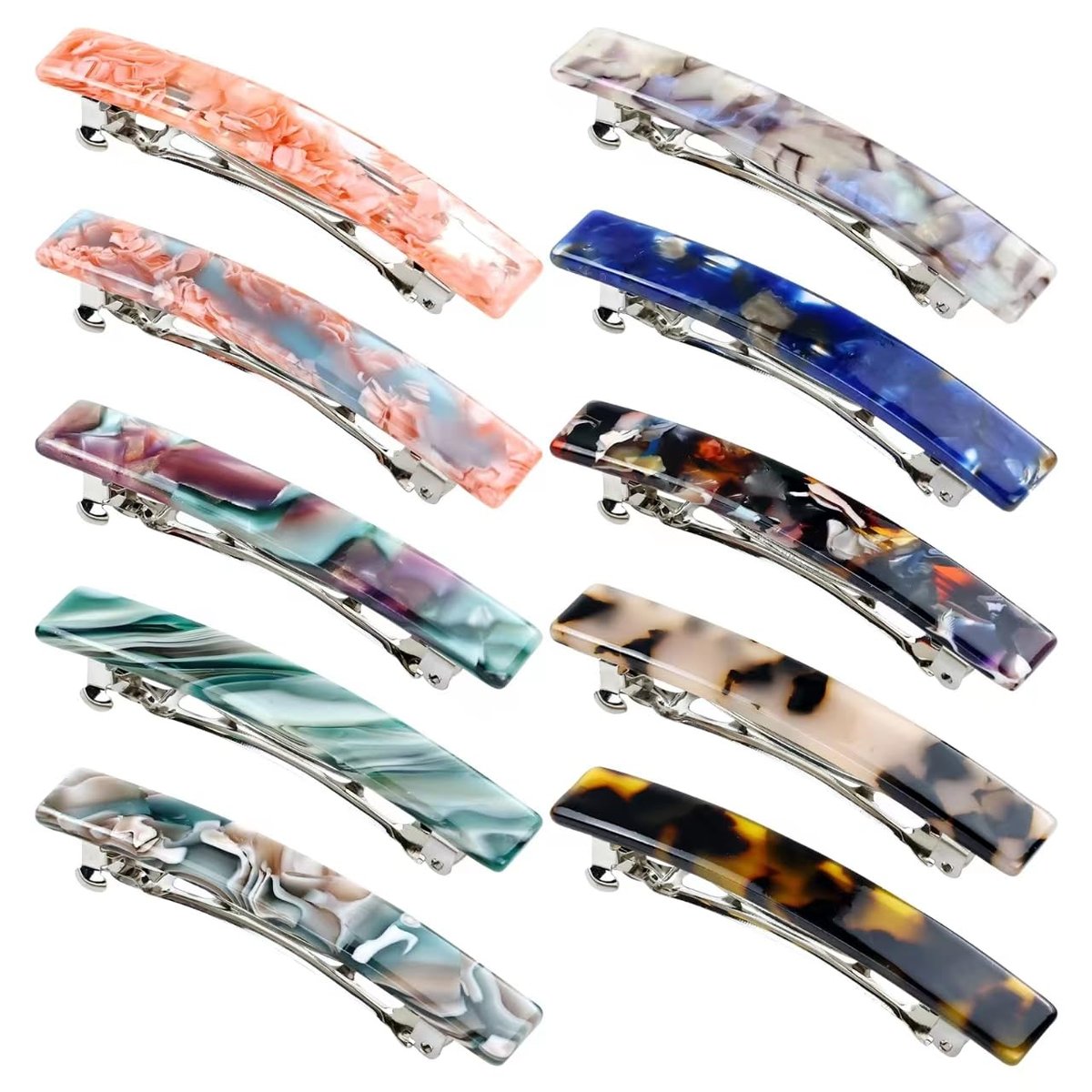 Cinaci 10er-Pack 7,5 cm / 3 Zoll Vintage Schildpatt Acetat French Haarklammern Automatische Sprungklammern Haarspangen für Frauen Mädchen dünnes und dickes Haar