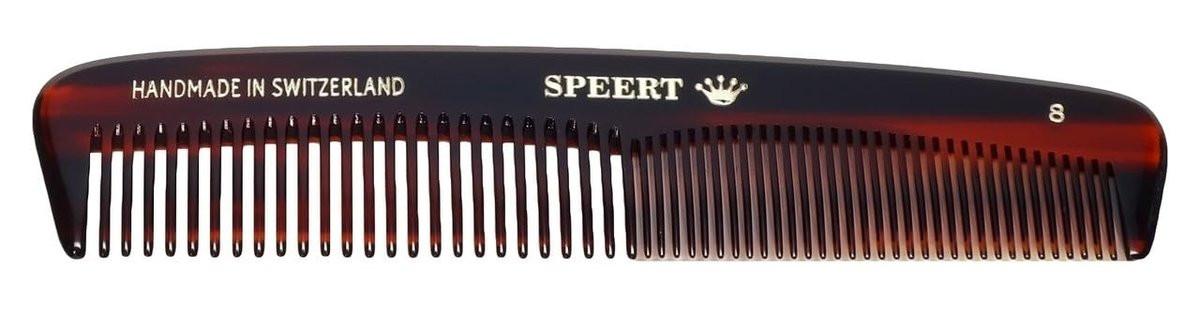 Speert #8 Acetat Schildpatt Haarkamm für Damen und Herren – Dickes, dünnes, lockiges und glattes Haar – Stylingkamm handgefertigt in der Schweiz