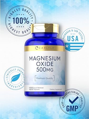 Carlyle Magnesiumoxid 500 mg – 120 Kapseln, Premium-Qualität, Nicht-GVO & Glutenfrei