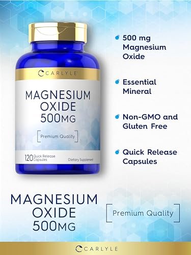Carlyle Magnesiumoxid 500 mg – 120 Kapseln, Premium-Qualität, Nicht-GVO & Glutenfrei