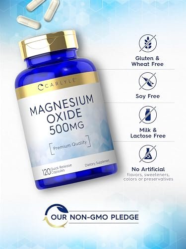 Carlyle Magnesiumoxid 500 mg – 120 Kapseln, Premium-Qualität, Nicht-GVO & Glutenfrei
