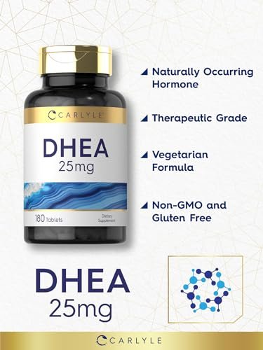 Carlyle DHEA Nahrungsergänzungsmittel für Frauen und Männer | 25 mg | 180 Tabletten | Vegetarisch, Nicht-GVO und Glutenfrei