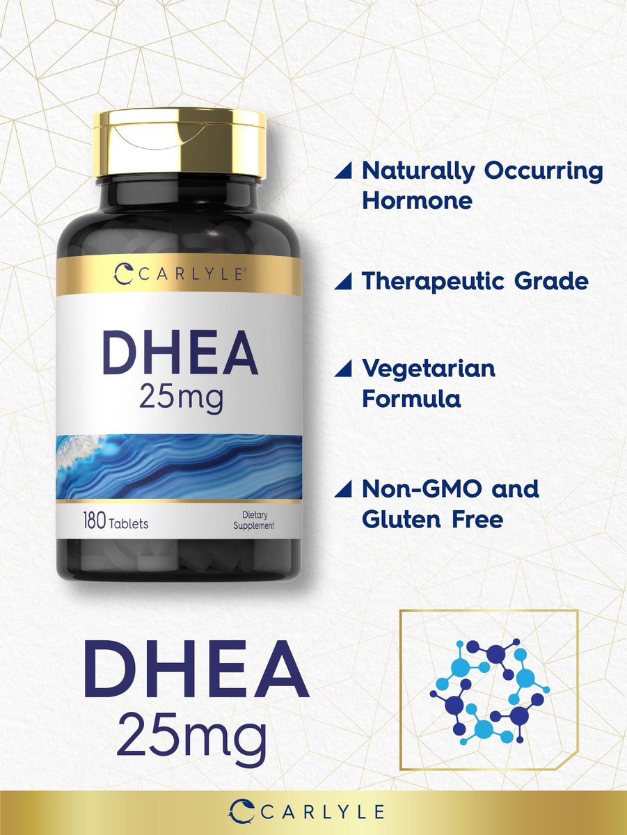 Carlyle DHEA Nahrungsergänzungsmittel für Frauen und Männer | 25 mg | 180 Tabletten | Vegetarisch, Nicht-GVO und Glutenfrei