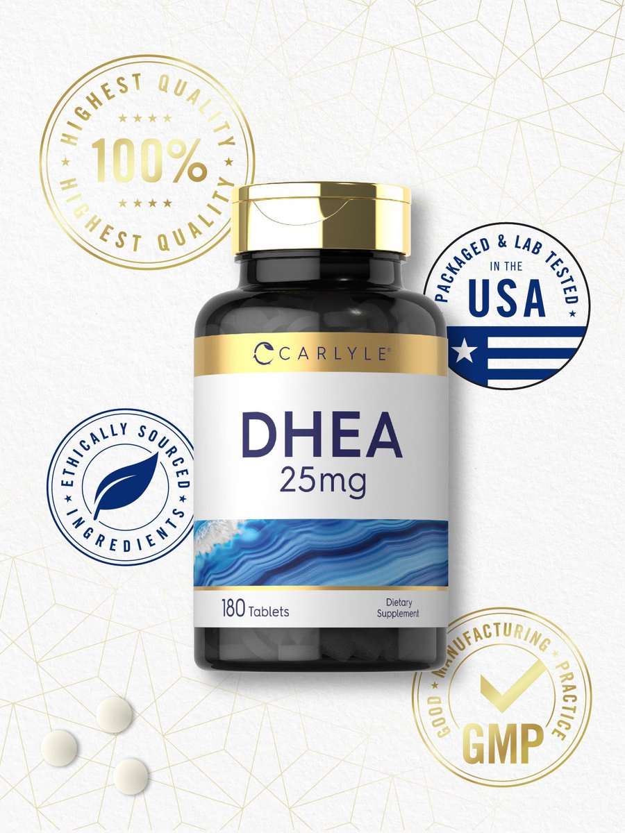 Carlyle DHEA Nahrungsergänzungsmittel für Frauen und Männer | 25 mg | 180 Tabletten | Vegetarisch, Nicht-GVO und Glutenfrei