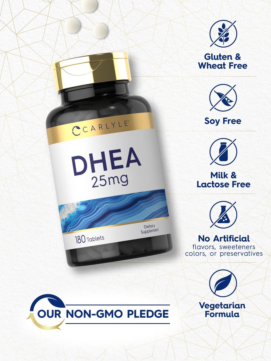 Carlyle DHEA Nahrungsergänzungsmittel für Frauen und Männer | 25 mg | 180 Tabletten | Vegetarisch, Nicht-GVO und Glutenfrei