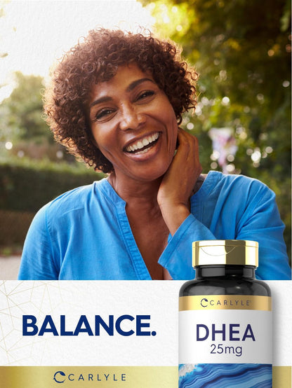 Carlyle DHEA Nahrungsergänzungsmittel für Frauen und Männer | 25 mg | 180 Tabletten | Vegetarisch, Nicht-GVO und Glutenfrei