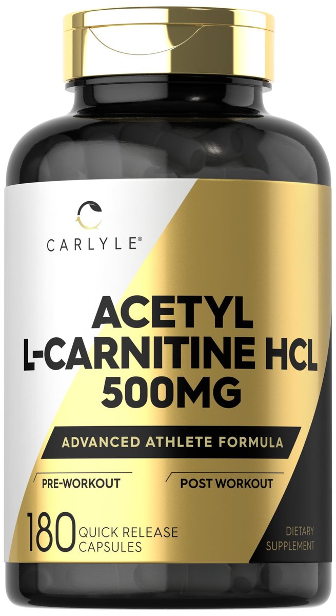 Carlyle Acetyl-L-Carnitin HCL Kapseln | 500 mg pro Portion | 180 Kapseln | Fortschrittliche Athletenformel | Non-GMO & Glutenfrei