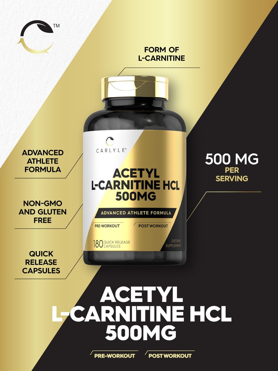 Carlyle Acetyl-L-Carnitin HCL Kapseln | 500 mg pro Portion | 180 Kapseln | Fortschrittliche Athletenformel | Non-GMO & Glutenfrei