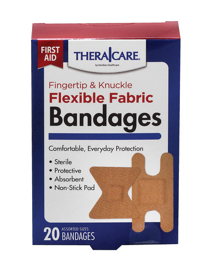 Thera|Care Flexible Stoff-Fingerkuppen- und Knöchelverbände | 20 Stück, hautfarben