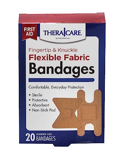 Thera|Care Flexible Stoff-Fingerkuppen- und Knöchelverbände | 20 Stück, hautfarben