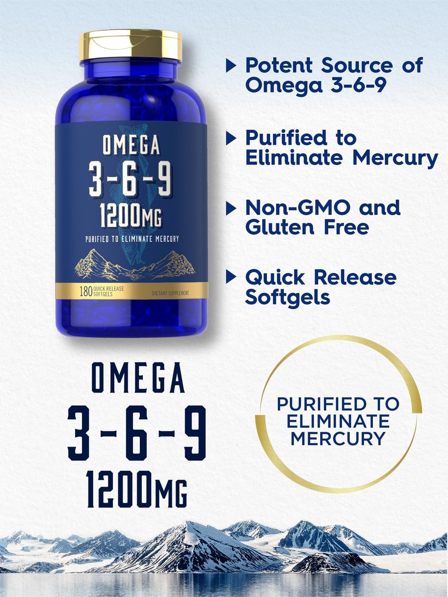 Carlyle Omega 3-6-9 Kapseln | 1.200 mg | 180 Weichkapseln | Dreifacher Omega-Komplex mit Fisch-, Leinsamen- und Borretschöl | EPA & DHA | Non-GMO & Glutenfrei