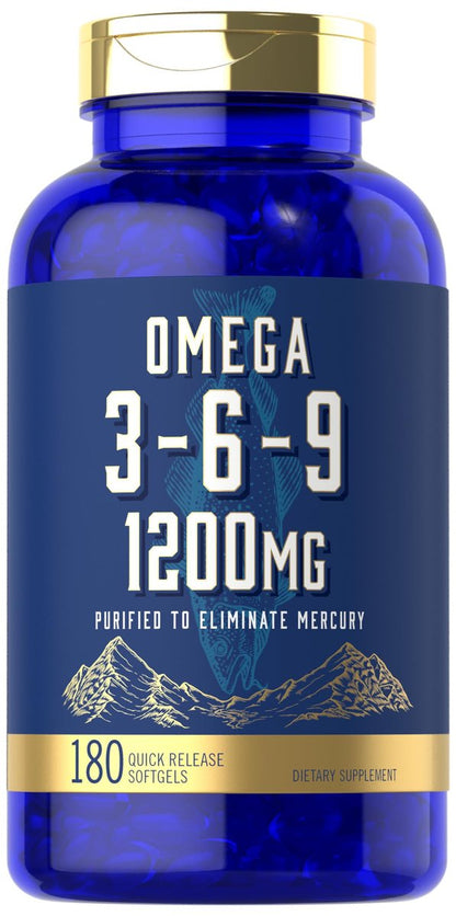 Carlyle Omega 3-6-9 Kapseln | 1.200 mg | 180 Weichkapseln | Dreifacher Omega-Komplex mit Fisch-, Leinsamen- und Borretschöl | EPA & DHA | Non-GMO & Glutenfrei