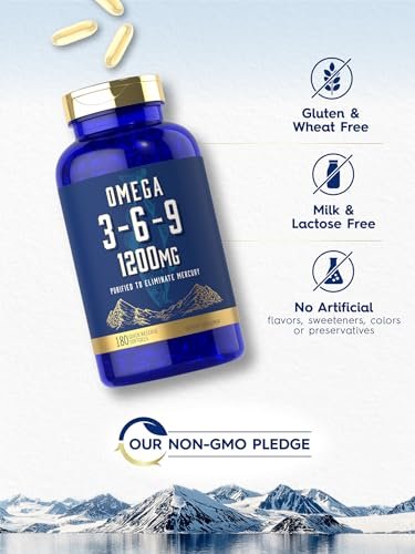 Carlyle Omega 3-6-9 Kapseln | 1.200 mg | 180 Weichkapseln | Dreifacher Omega-Komplex mit Fisch-, Leinsamen- und Borretschöl | EPA & DHA | Non-GMO & Glutenfrei