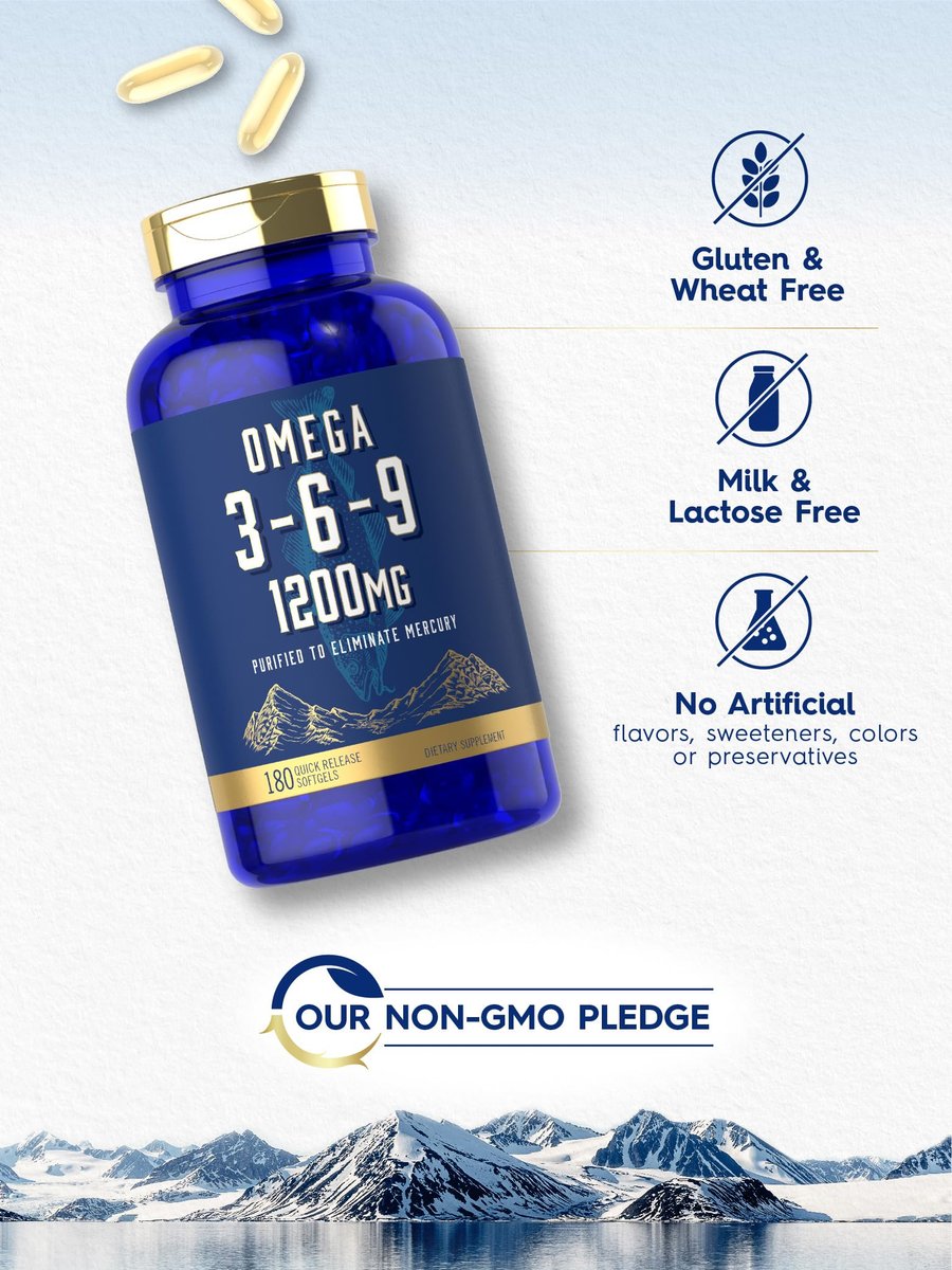 Carlyle Omega 3-6-9 Kapseln | 1.200 mg | 180 Weichkapseln | Dreifacher Omega-Komplex mit Fisch-, Leinsamen- und Borretschöl | EPA & DHA | Non-GMO & Glutenfrei