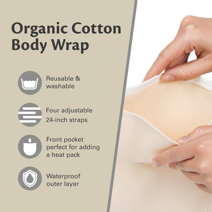 Rizinusöl-Wrap aus Bio-Baumwolle – Wiederverwendbare, verstellbare Packung mit strapazierfähigen Riemen und auslaufsicherer Außenschicht – Bauchwickel für Rizinusöl-Detox und Wellness (Beige)