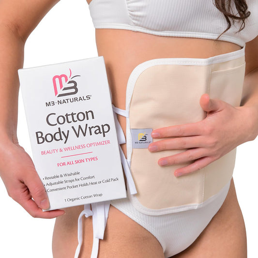 Rizinusöl-Wrap aus Bio-Baumwolle – Wiederverwendbare, verstellbare Packung mit strapazierfähigen Riemen und auslaufsicherer Außenschicht – Bauchwickel für Rizinusöl-Detox und Wellness (Beige)