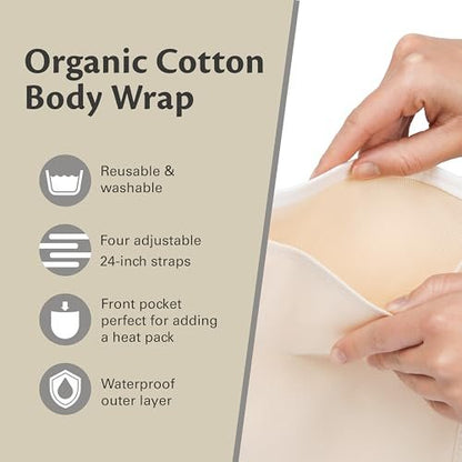 Rizinusöl-Wrap aus Bio-Baumwolle – Wiederverwendbare, verstellbare Packung mit strapazierfähigen Riemen und auslaufsicherer Außenschicht – Bauchwickel für Rizinusöl-Detox und Wellness (Beige)
