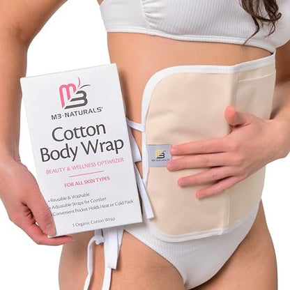 Rizinusöl-Wrap aus Bio-Baumwolle – Wiederverwendbare, verstellbare Packung mit strapazierfähigen Riemen und auslaufsicherer Außenschicht – Bauchwickel für Rizinusöl-Detox und Wellness (Beige)
