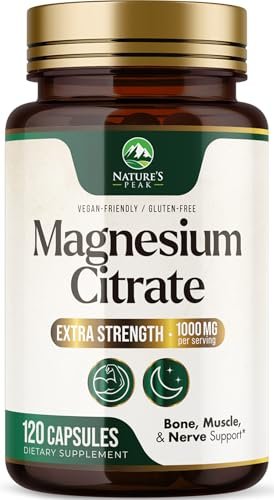 Magnesiumcitrat Kapseln – Maximale Absorption Magnesiumpulver – Unterstützung für Muskeln, Knochen, Nerven & Herz – Hochwertige Formel, sanft für Frauen & Männer – Abgefüllt in den USA – 120 Kapseln