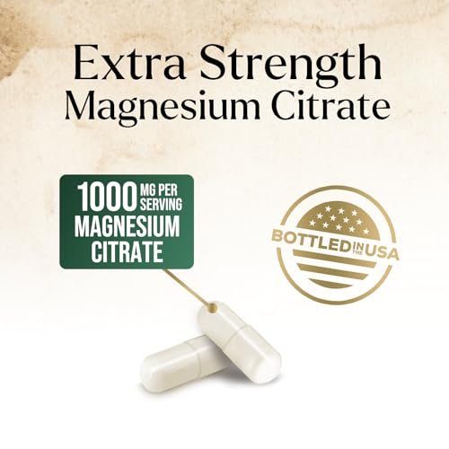 Magnesiumcitrat Kapseln – Maximale Absorption Magnesiumpulver – Unterstützung für Muskeln, Knochen, Nerven & Herz – Hochwertige Formel, sanft für Frauen & Männer – Abgefüllt in den USA – 120 Kapseln
