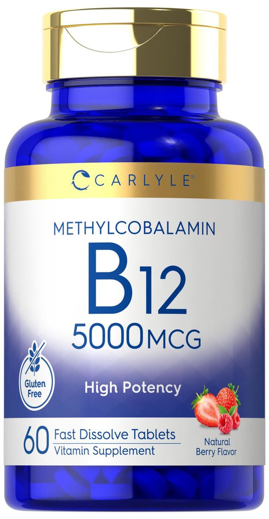 Carlyle Methylcobalamin Vitamin B12 5000mcg – 60 Schnellzerfalltabletten für Erwachsene, Vegetarier, Nicht-GVO & Glutenfrei