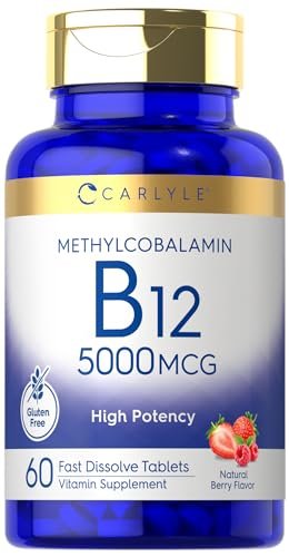 Carlyle Methylcobalamin Vitamin B12 5000mcg – 60 Schnellzerfalltabletten für Erwachsene, Vegetarier, Nicht-GVO & Glutenfrei