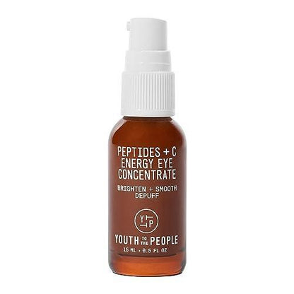 Youth To The People Peptides + Vitamin C Augenkonzentrat – Vitamin C Augenserum mit Koffein + Antioxidantien, hellt dunkle Augenringe sichtbar auf, reduziert Tränensäcke, glättet feine Linien – 15 ml