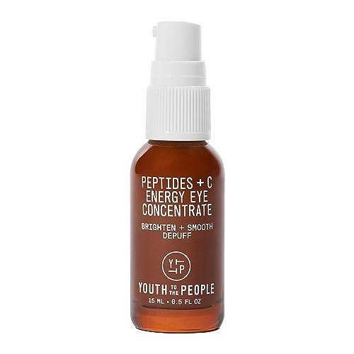Youth To The People Peptides + Vitamin C Augenkonzentrat – Vitamin C Augenserum mit Koffein + Antioxidantien, hellt dunkle Augenringe sichtbar auf, reduziert Tränensäcke, glättet feine Linien – 15 ml