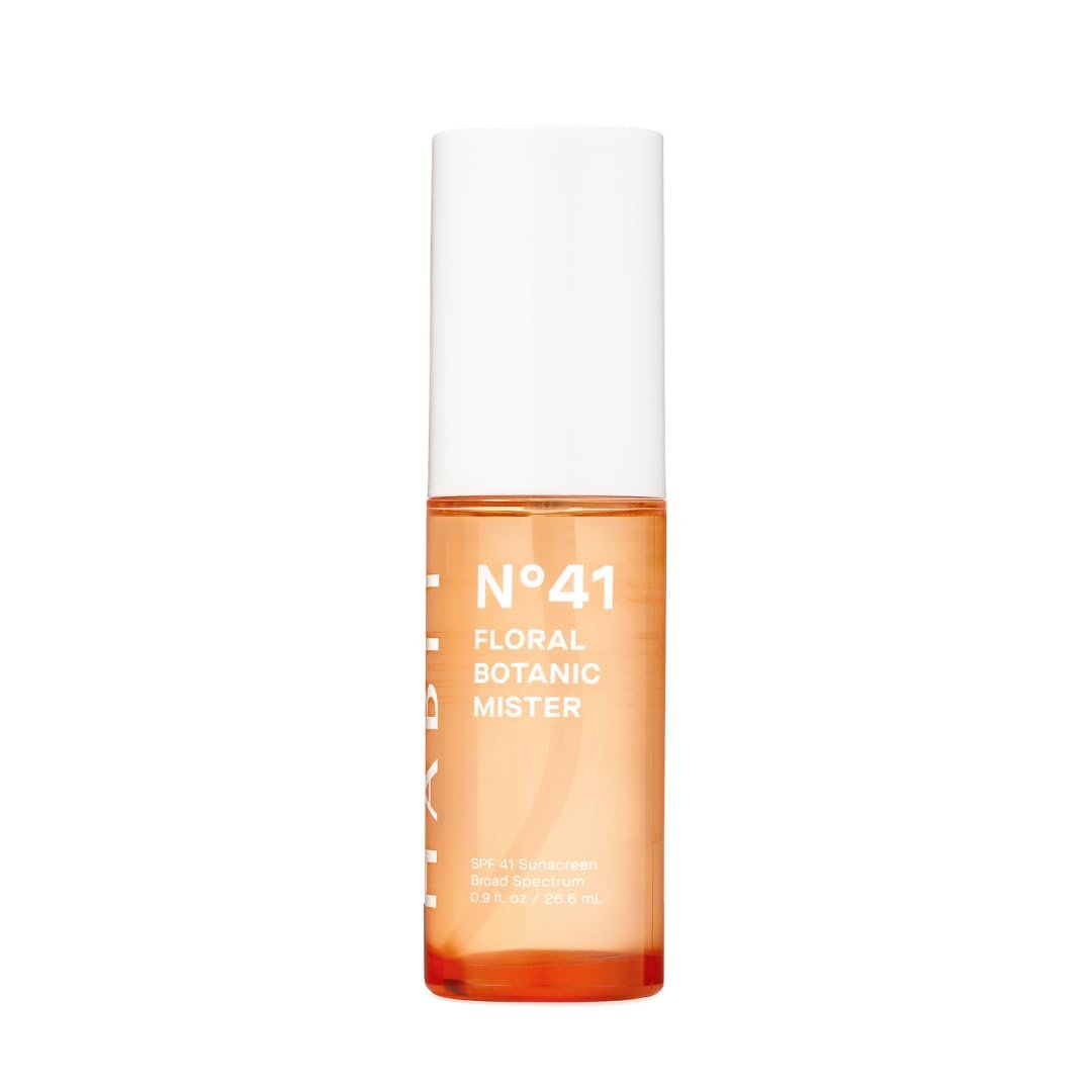HABIT N°41 Florales Botanisches Gesichtssonnenspray SPF 41 – Berührungslose Anwendung über Make-up, Reisegröße 0,9 oz