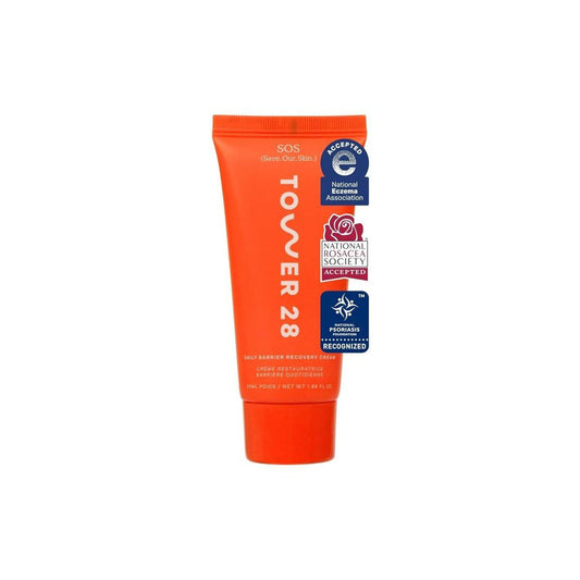 Tower 28 SOS Recovery Face Cream - Beruhigende Feuchtigkeitscreme mit Hyaluronsäure + Ceramiden - Hautbarriere-Reparatur, reduziert Rötungen und verbessert die Textur - Für empfindliche Haut (52 g)