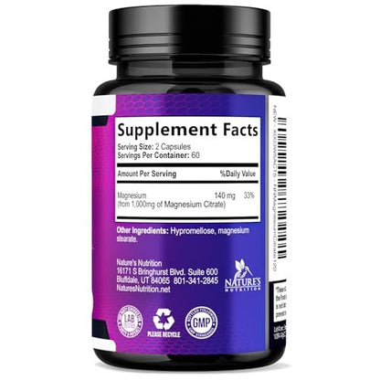 Magnesiumcitrat 1000mg pro Portion - 3-fach Stärke Magnesium Ergänzung für Knochen, Muskeln, Herz, natürliche Schlafunterstützung für Männer & Frauen, vegane Mag Mineral Kapseln, nicht-GVO, in den USA abgefüllt - 240 Kapseln