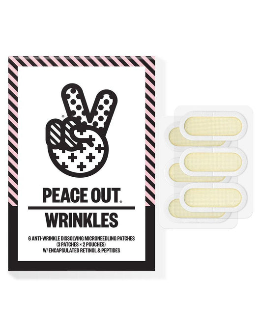 PEACE OUT Microneedling-Wrinkle-Patches für das Gesicht mit Retinol, Peptiden, Vitamin C – Strafft die Haut & glättet Lachfalten, Krähenfüße, Stirnfalten (6 Stück)