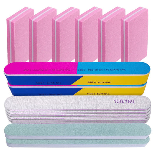 Nagelfeilen- und Buffer-Set (16-teilig) – Professionelle Nagelfeilen & Buffer für Naturnägel, 100/180 Körnung, 7-in-1 Nagelpflege-Set
