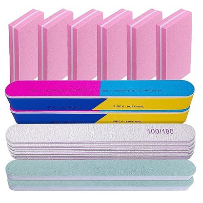Nagelfeilen- und Buffer-Set (16-teilig) – Professionelle Nagelfeilen & Buffer für Naturnägel, 100/180 Körnung, 7-in-1 Nagelpflege-Set