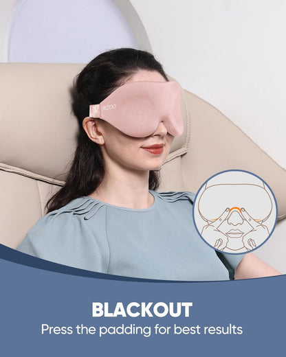 MZOO Luxus Schlafmaske für Seitenschläfer Männer Frauen – Null Augen-Druck 3D Schlafmaske, Lichtblockierendes Patentiertes Design, Weiche Augenabdeckung für Reisen, Pink