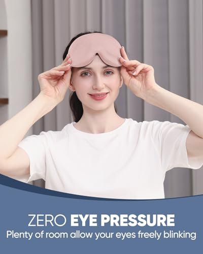MZOO Luxus Schlafmaske für Seitenschläfer Männer Frauen – Null Augen-Druck 3D Schlafmaske, Lichtblockierendes Patentiertes Design, Weiche Augenabdeckung für Reisen, Pink