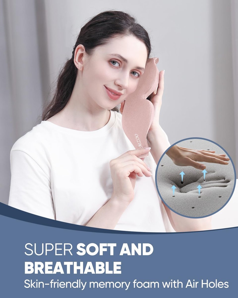 MZOO Luxus Schlafmaske für Seitenschläfer Männer Frauen – Null Augen-Druck 3D Schlafmaske, Lichtblockierendes Patentiertes Design, Weiche Augenabdeckung für Reisen, Pink