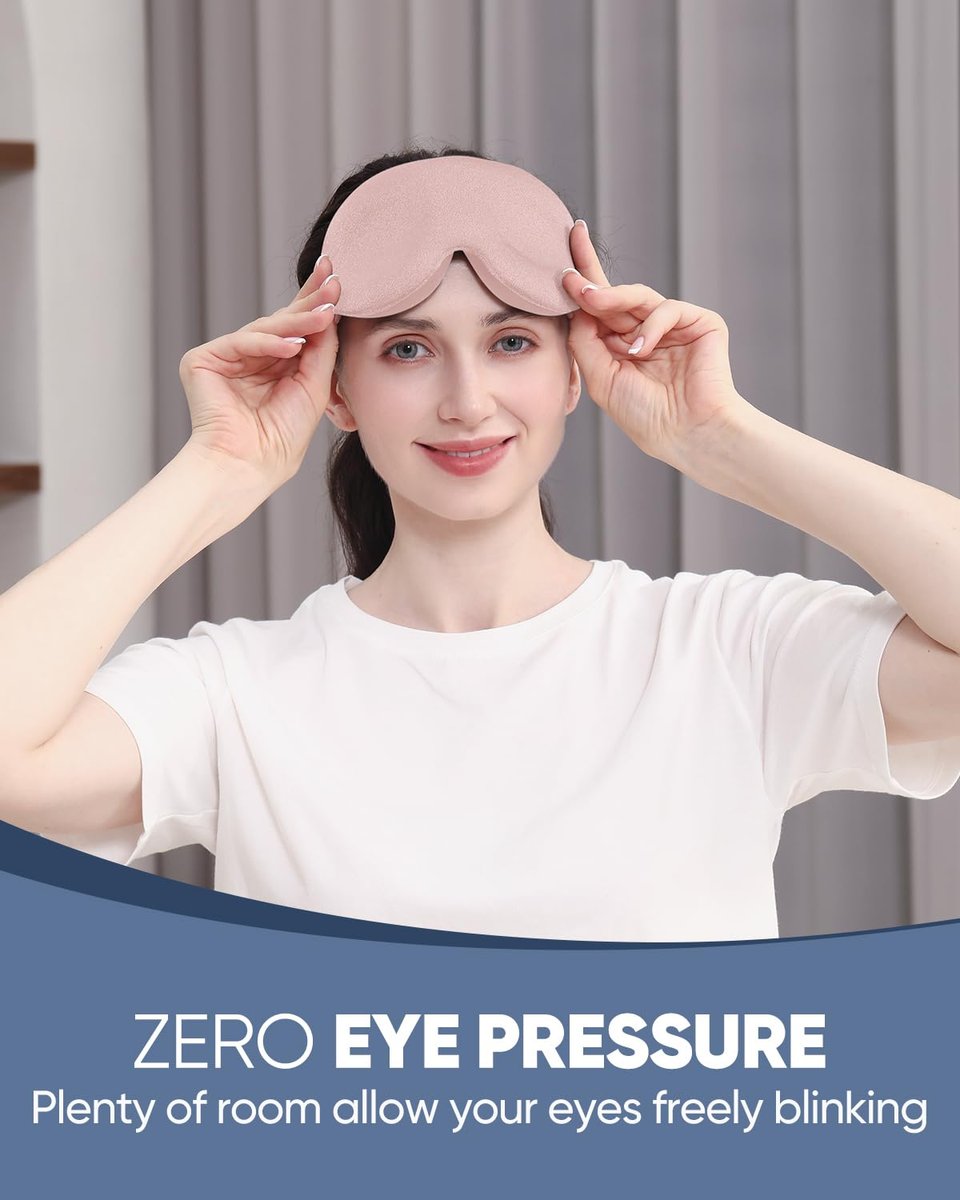 MZOO Luxus Schlafmaske für Seitenschläfer Männer Frauen – Null Augen-Druck 3D Schlafmaske, Lichtblockierendes Patentiertes Design, Weiche Augenabdeckung für Reisen, Pink